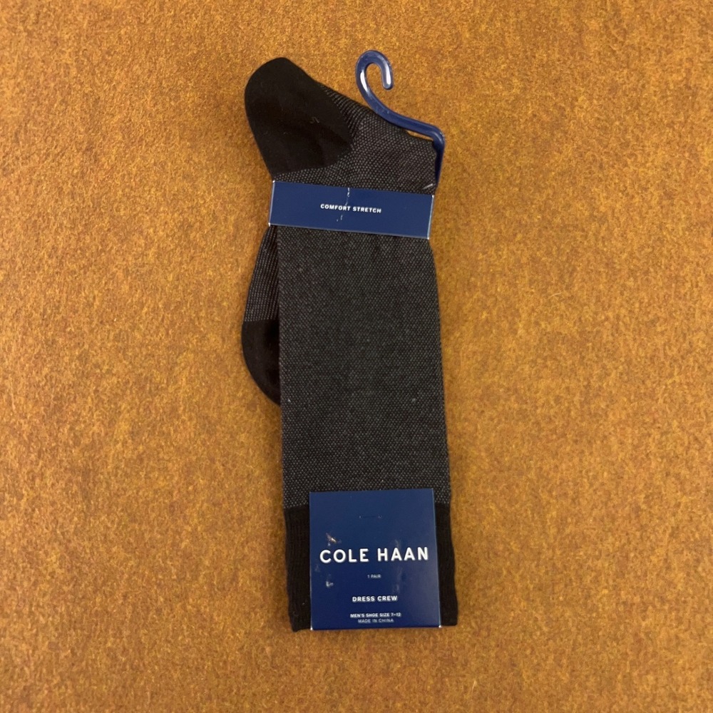 Cole Haan Mens Shoe Size 7-12 Back Pique Textured Crew Socks 1 Pair NWT